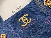 Chanel Maxi Shopping Bag Printed Denim Blue 51x43x3cm - 4