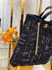 Chanel Maxi Shopping Bag Printed Denim Black 51x43x3cm - 3