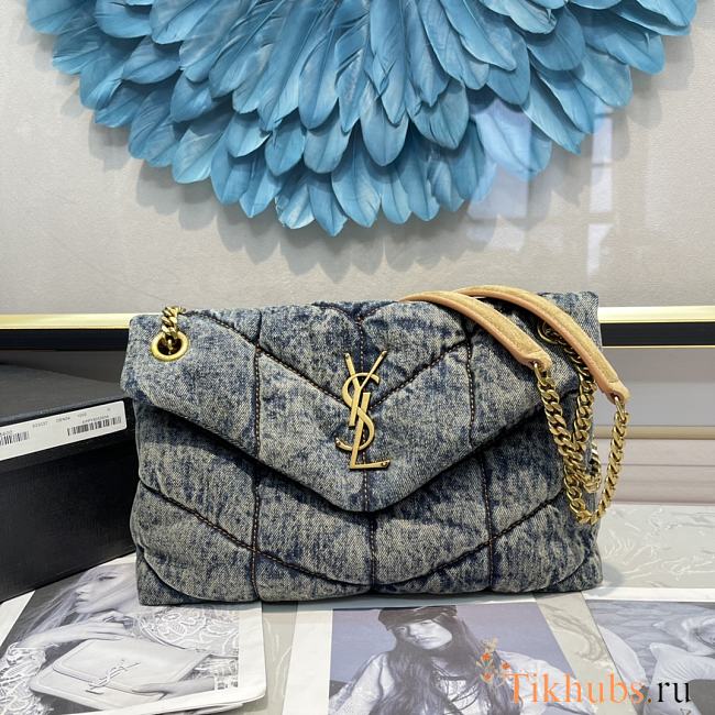 YSL Puffer Small Denim Blue Bag 29x17x11cm - 1