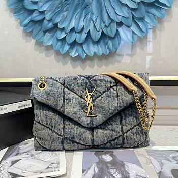 YSL Puffer Small Denim Blue Bag 29x17x11cm