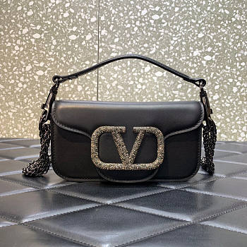Valentino Small Shoulder Bag With Jewel Logo Black 20x11x5cm
