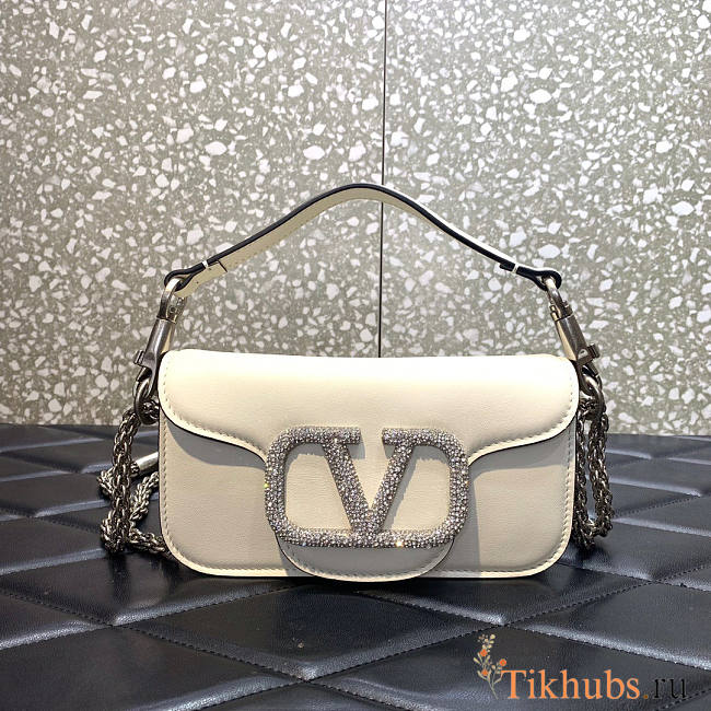 Valentino Small Shoulder Bag With Jewel Logo White 20x11x5cm - 1