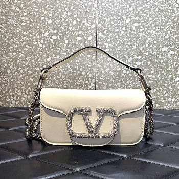 Valentino Small Shoulder Bag With Jewel Logo White 20x11x5cm