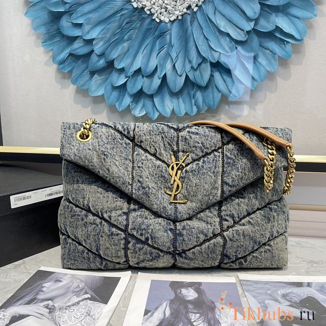 YSL Puffer Medium Denim Blue Bag 35x23x13.5cm - 1