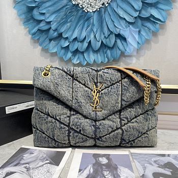 YSL Puffer Medium Denim Blue Bag 35x23x13.5cm