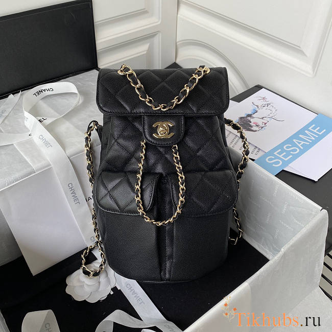 Chanel 22S Caviar Backpack Black 25.5x16.5x15.5cm - 1