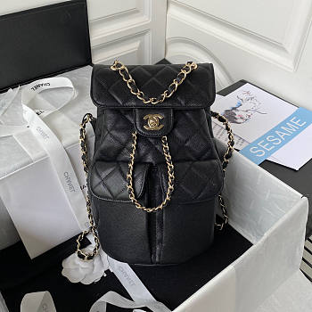 Chanel 22S Caviar Backpack Black 25.5x16.5x15.5cm