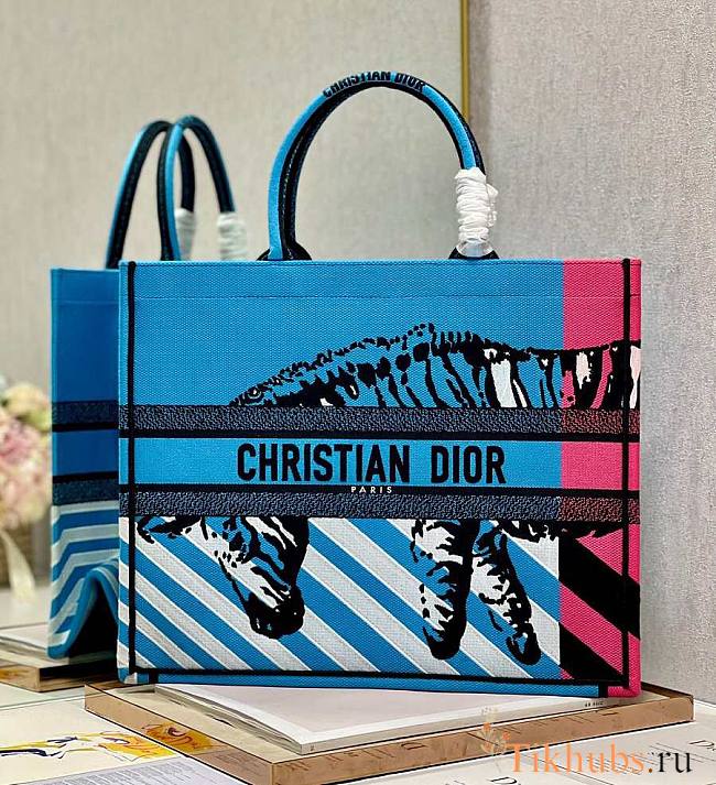 Dior Large Book Tote Blue And Pink 41.5x35x18cm - 1