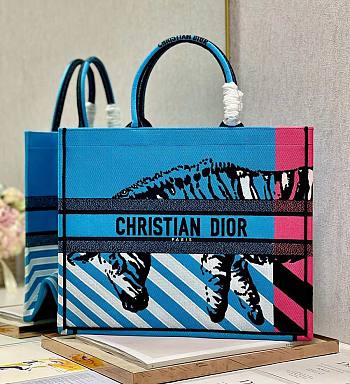 Dior Large Book Tote Blue And Pink 41.5x35x18cm