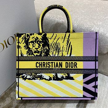 Dior Large Book Tote Yellow and Purple 42x18x35cm