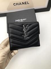 YSL Wallet Lambskin Black Silver 10.5x11.5x3cm - 2