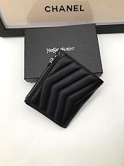 YSL Wallet Lambskin Black Silver 10.5x11.5x3cm - 3