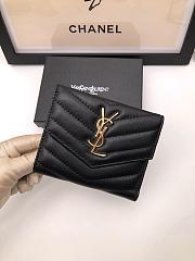 YSL Wallet Lambskin Black Gold 10.5x11.5x3cm - 1