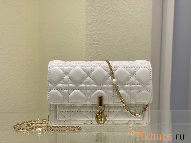 Dior Lady Chain Pouch White 19.5x12.5x5cm - 1