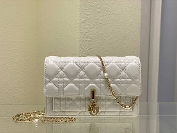 Dior Lady Chain Pouch White 19.5x12.5x5cm