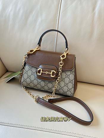 Gucci Horsebit 1955 Top Handle Light Brown 22x16x10.5cm