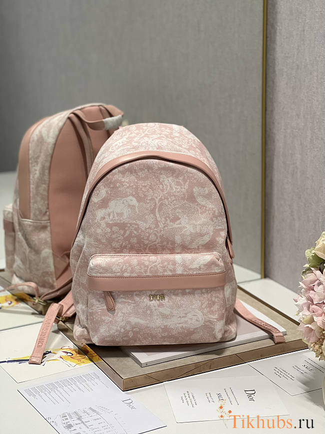 Dior Backpack Pink Cotton Canvas 35x30x12cm - 1