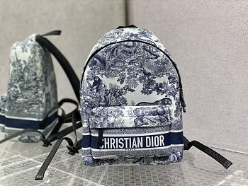 Dior Backpack Blue Cotton Canvas 35x30x12cm