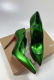 Louboutin Green Hot Chick 100mm Metallic Heels - 3