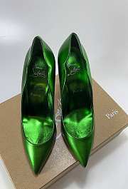 Louboutin Green Hot Chick 100mm Metallic Heels - 2