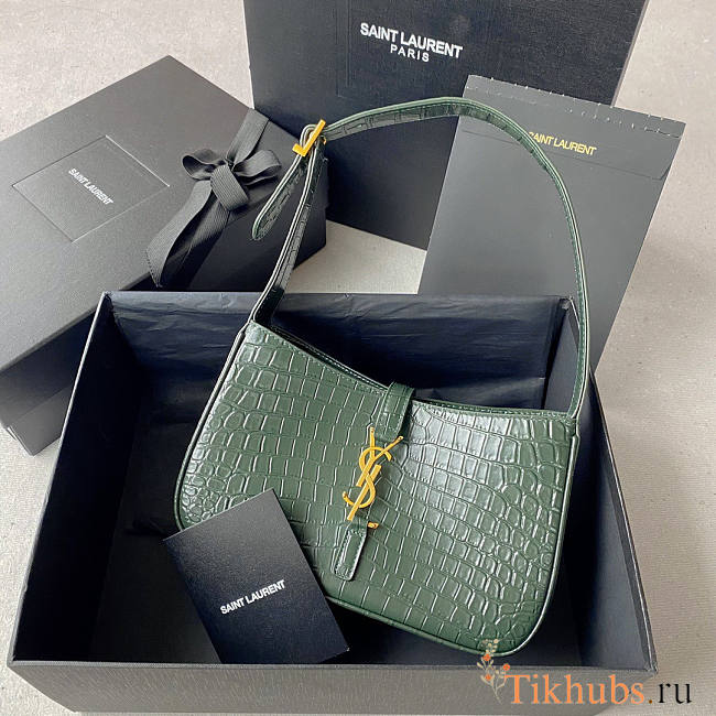 YSL LE 5 À 7 Hobo Crocodile Green Bag 23x16x6.5cm - 1