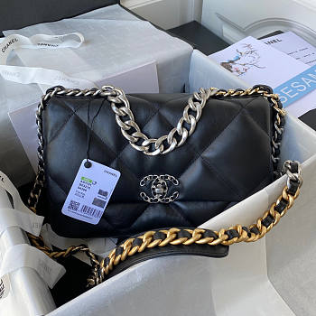 Chanel 19 Flap Bag 30cm Black Silver Hardware