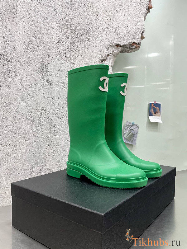 Chanel Rain Green Boots - 1