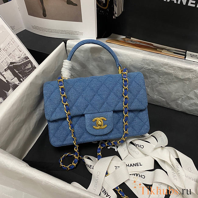 Chanel Handle Flap Bag Denim 20x12x6cm - 1