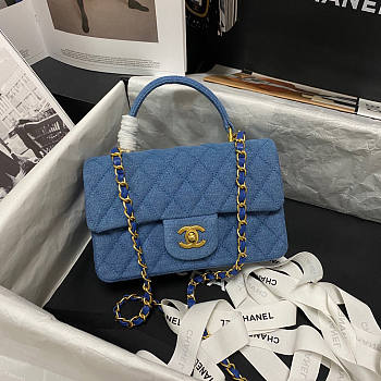 Chanel Handle Flap Bag Denim 20x12x6cm