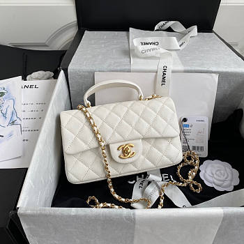 Chanel Handle Flap Bag White Cavier 20x12x6cm