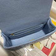 Chanel Handle Flap Bag Lambskin Blue 20x12x6cm - 5