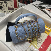 Chanel Handle Flap Bag Lambskin Blue 20x12x6cm - 2