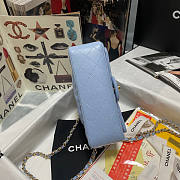 Chanel Handle Flap Bag Lambskin Blue 20x12x6cm - 3