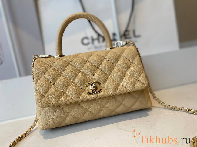 Chanel Coco Handle Cavier Beige Gold HW 24x14x10cm - 1