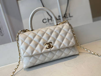 Chanel Coco Handle 92990 Calf Skin White Size 23 cm