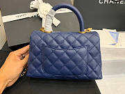 Chanel Coco Handle Blue Cavier Gold HW 23cm - 5