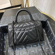 Chanel Coco Handle Chevron Black Cavier Black HW 23cm - 5