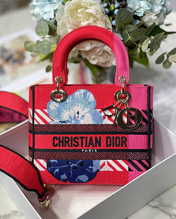 Dior Lady D-lite Red And Pink D-Flower 24x20x11cm