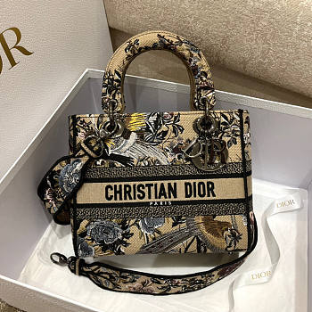 Dior Lady D-lite Beige Multicolor Jardin d'Hiver 24x20x11cm