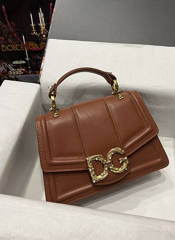 Dolce & Gabbana DG Amore Tote Bag In Brown 27x16x8cm