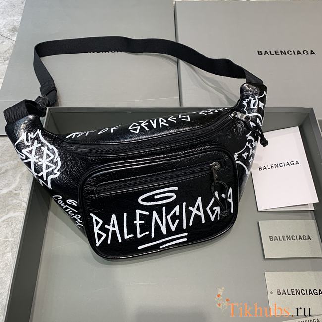 Balenciaga Agneau Graffiti Printed Explorer Belt Bag 37x8.5x17cm - 1