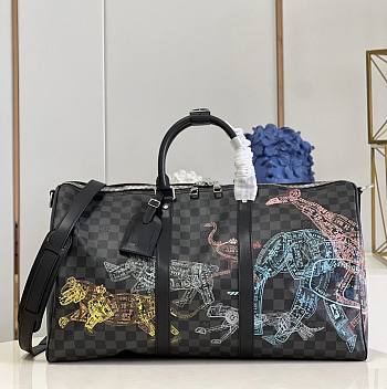 Louis Vuitton LV Keepall 50B Damier Graphite Stamps 50x29x23cm