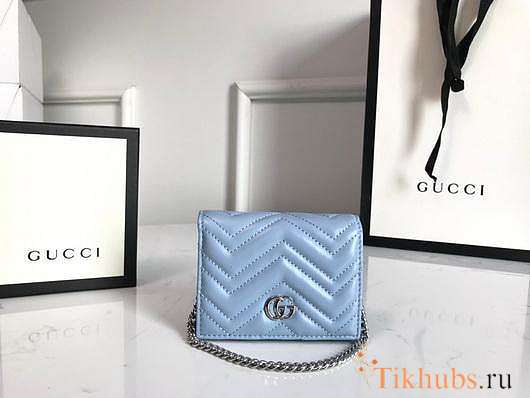 GG Marmont Card Case Wallet Blue 11x8.5x3cm - 1