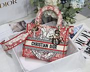 DIOR MEDIUM LADY D-LITE BAG Red and White Size 24 x 20 x 11 cm - 1