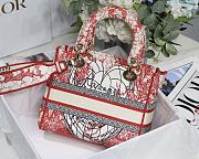 DIOR MEDIUM LADY D-LITE BAG Red and White Size 24 x 20 x 11 cm - 6