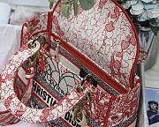 DIOR MEDIUM LADY D-LITE BAG Red and White Size 24 x 20 x 11 cm - 3