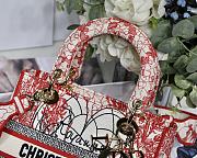 DIOR MEDIUM LADY D-LITE BAG Red and White Size 24 x 20 x 11 cm - 4