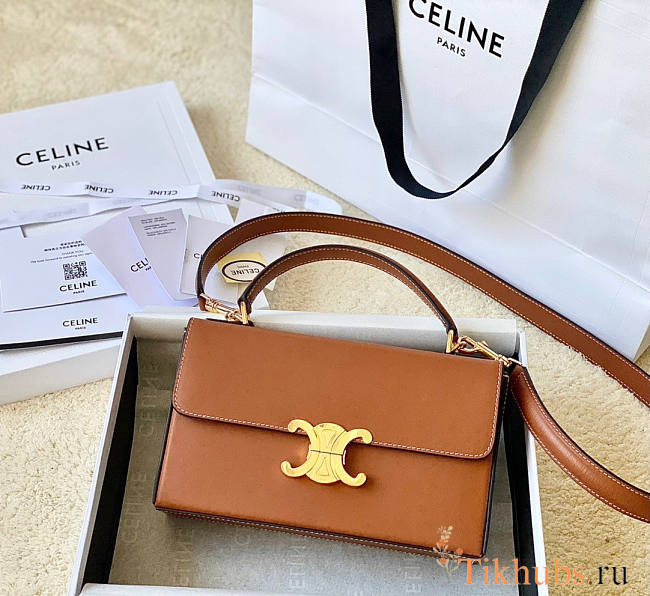 Celine Box Triomphe In Natural Calfskin Tan 22x13.5x6cm - 1