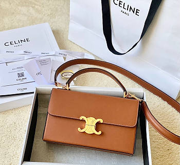 Celine Box Triomphe In Natural Calfskin Tan 22x13.5x6cm