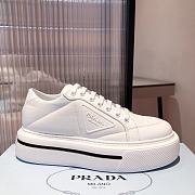 Prada Macro Re-Nylon Brushed Leather White Sneakers - 4